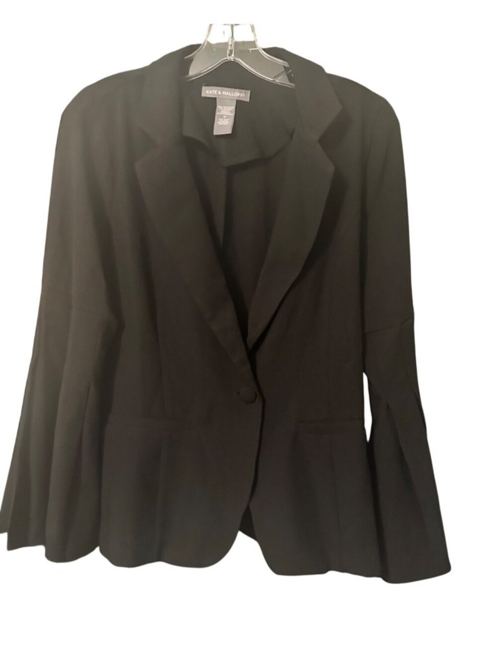 Kate & Mallory Size M Womens Black Single-Button Blazer With Flared Sleeves